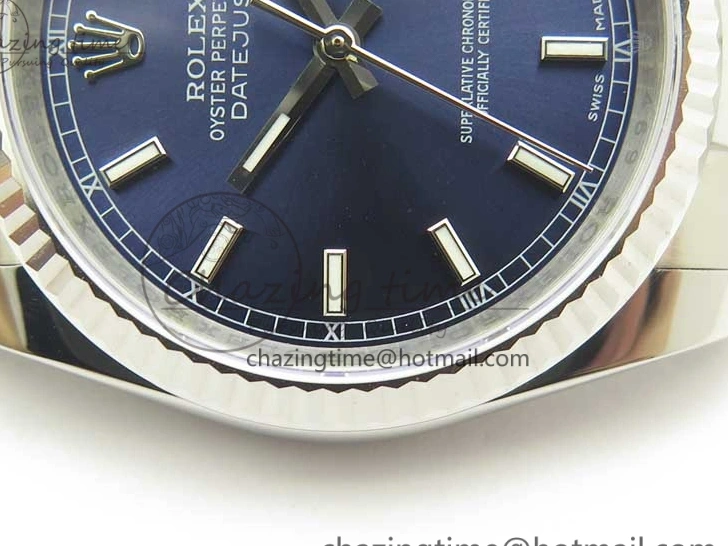 0206 DateJust 36 SS 116234 Fluted Bezel DJF Best Edition Blue Dial Stick Markers on SS Oyster Bracelet A Affordable 3373